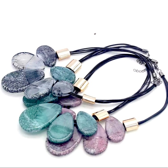 NEW Purple Oval Boho Statement Necklace - Picture 2 of 6